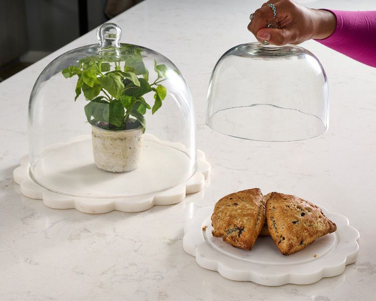Scalloped Marble Cloche, Size: Small