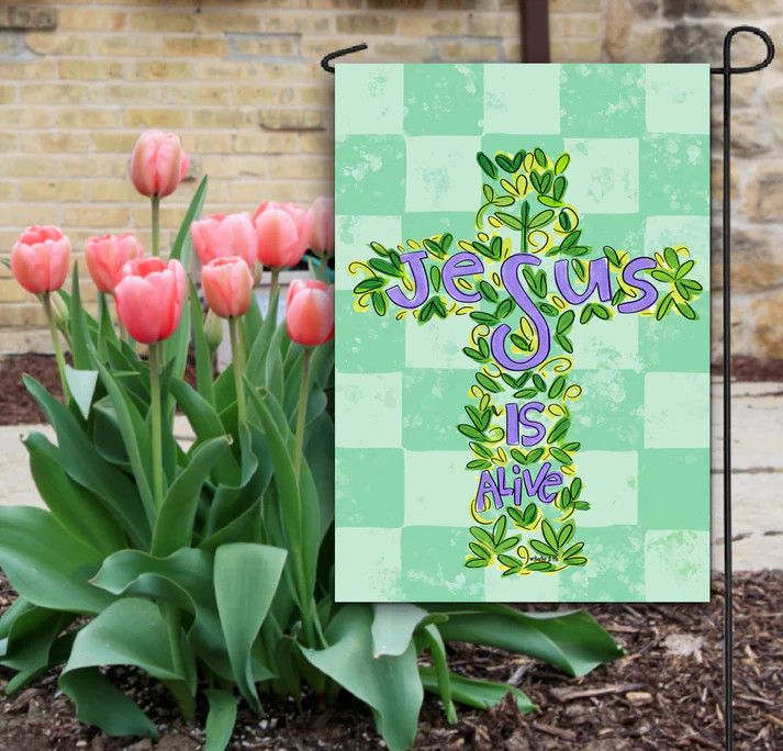Garden Flag, Jesus is Alive Cross