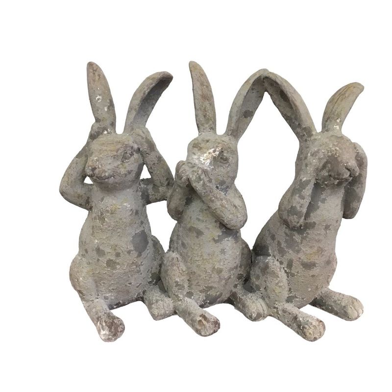 6.25 Inch Resin Distressed 3 Bunnies Decor