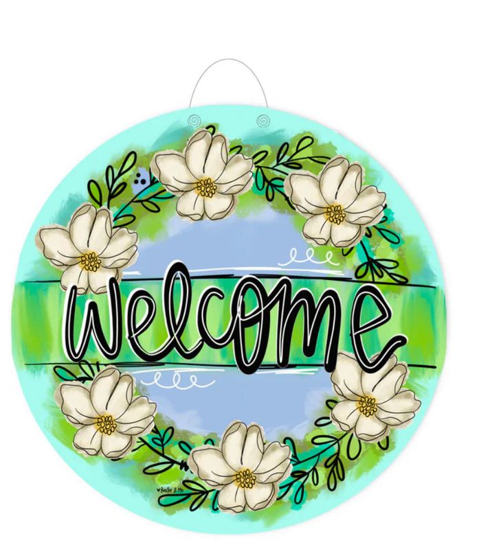 Door Hanger, Welcome Magnolia Wreath