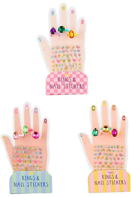 Rings &amp; Nail Stickers Set, Yellow