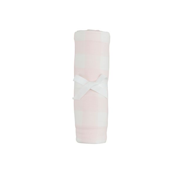 Pink Gingham Soft Knit Stretch Swaddle