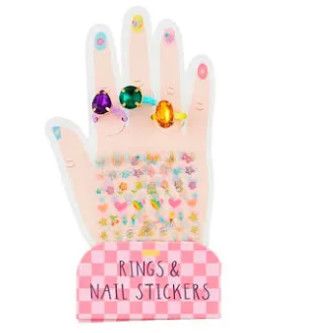 Rings &amp; Nail Stickers Set, Pink