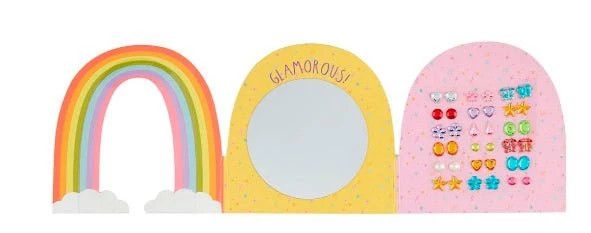 Sticker Earrings &amp; Mirror Set, Rainbow