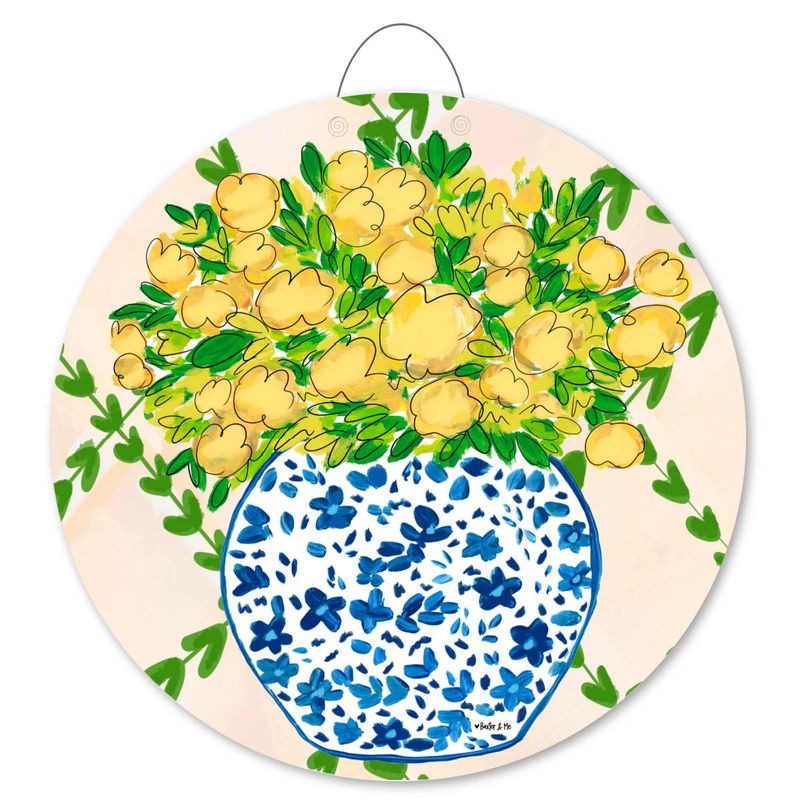 Door Hanger, Yellow in Blue Willow