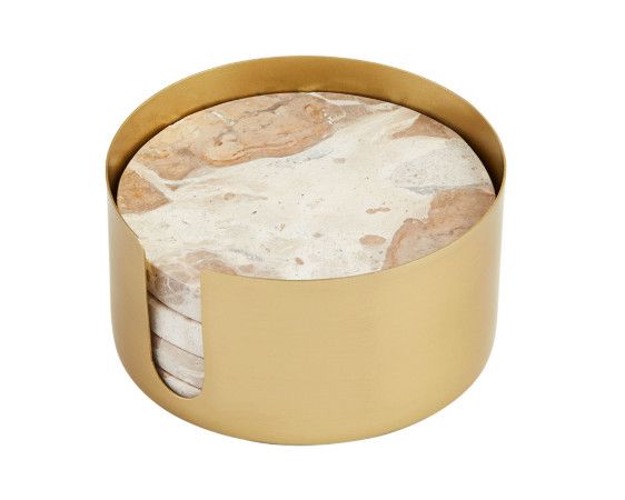 Tan Marble Coaster Set