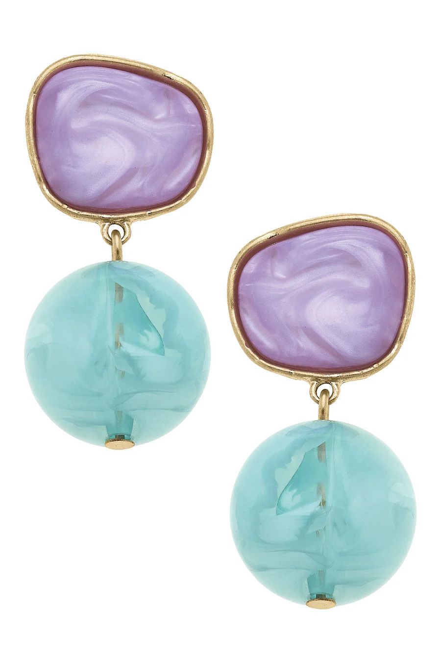 Ophelia Lavender and Mint Marbled Earrings