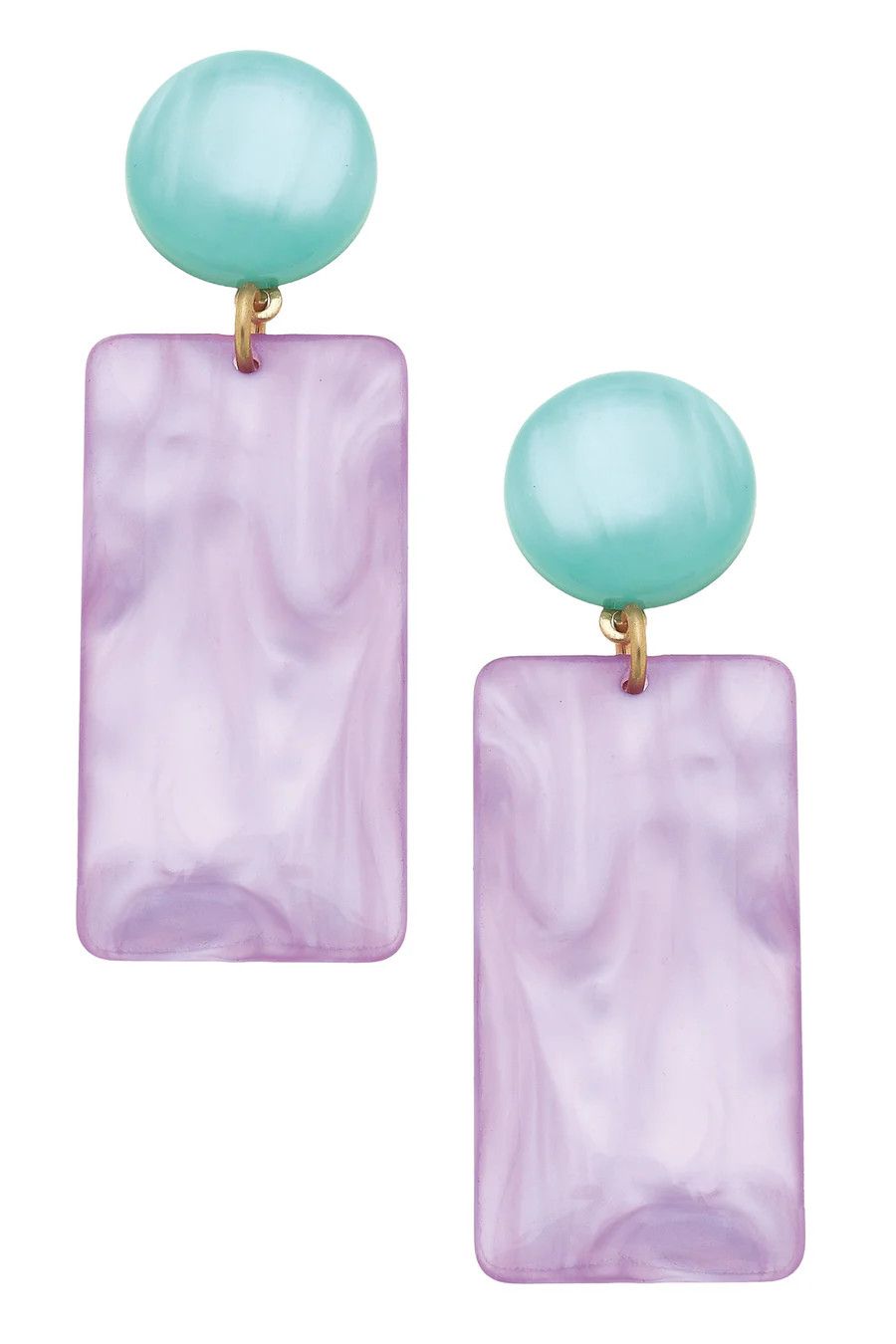 Sophie Lavender and Mint Marbled Earrings