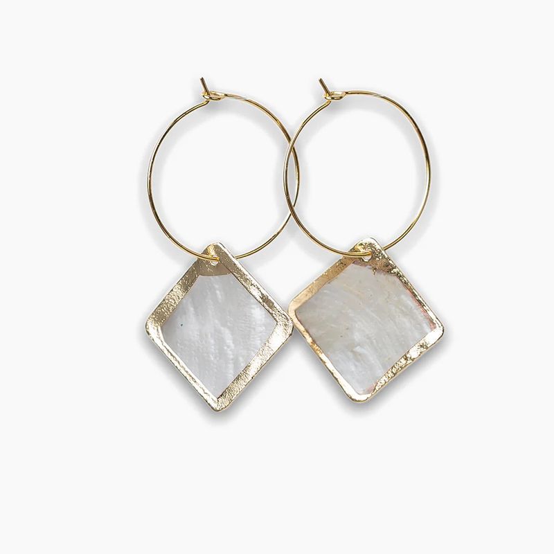 Intentions Earring, Capiz Shell Diamond