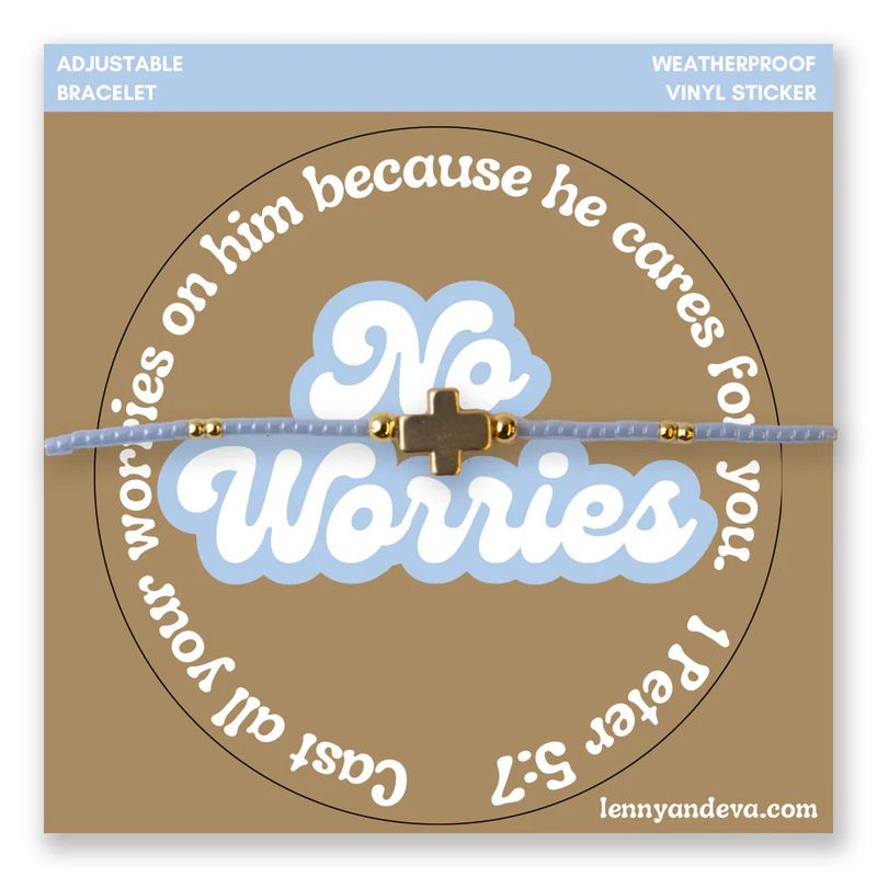 Beaded Cord Bracelet and Sticker Set-No Worries