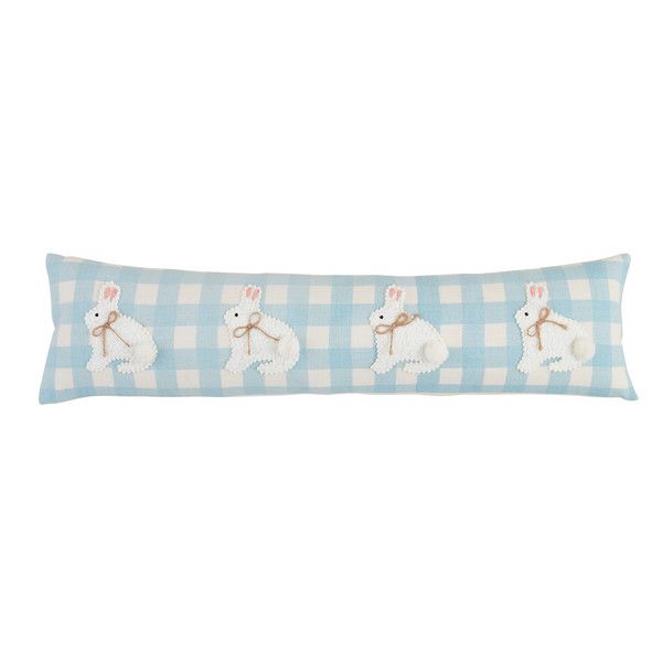 Long Bunny Easter Gingham Pillow