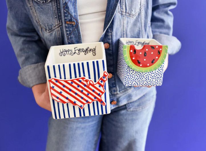 Mini Nesting Cube Medium Indigo Skinny Stripe