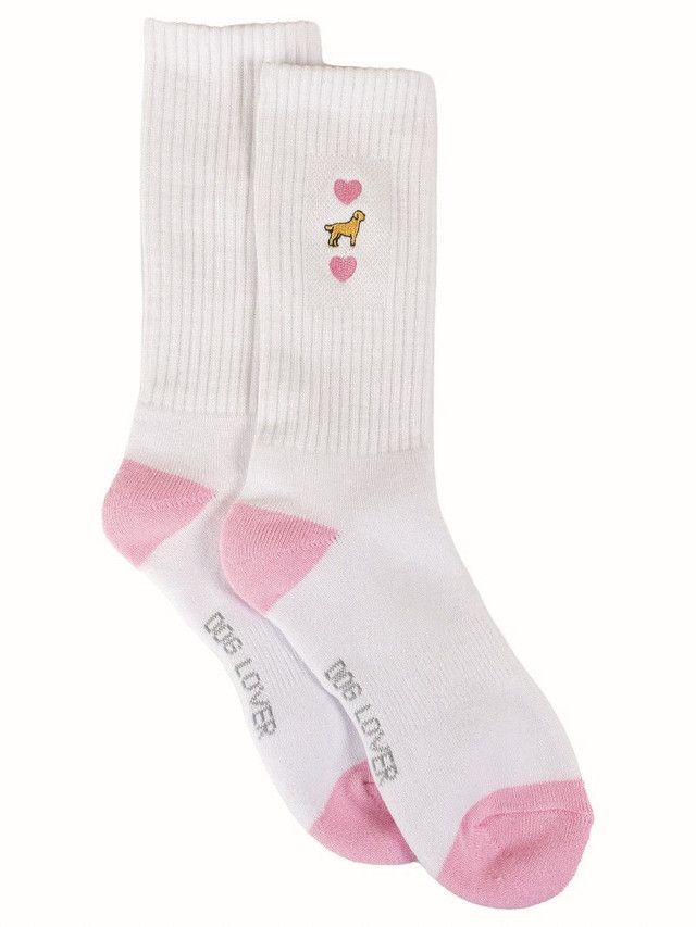 Womens Crew Sock, Embroidered Dog