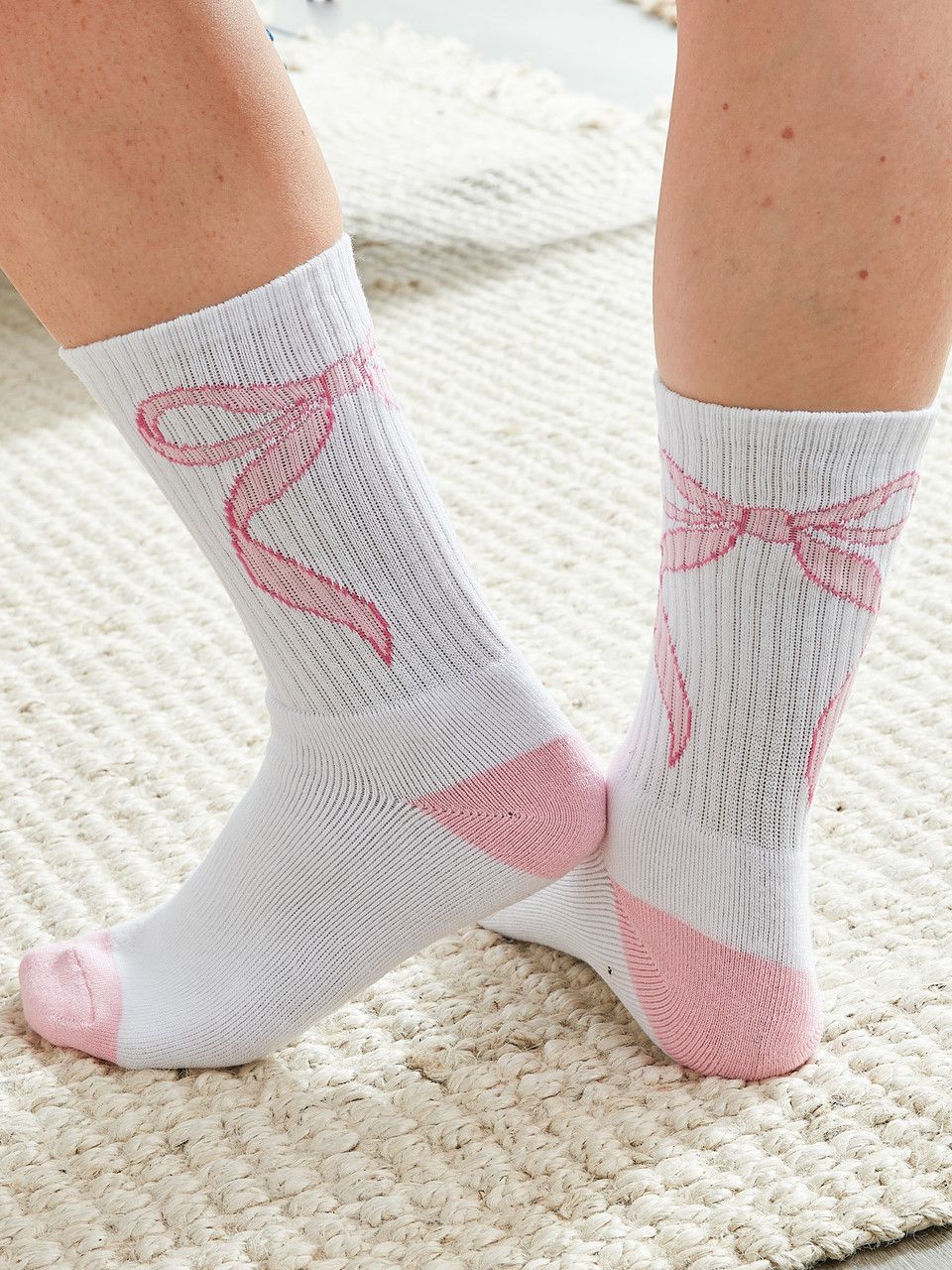 Womens Crew Sock, Knit Bow