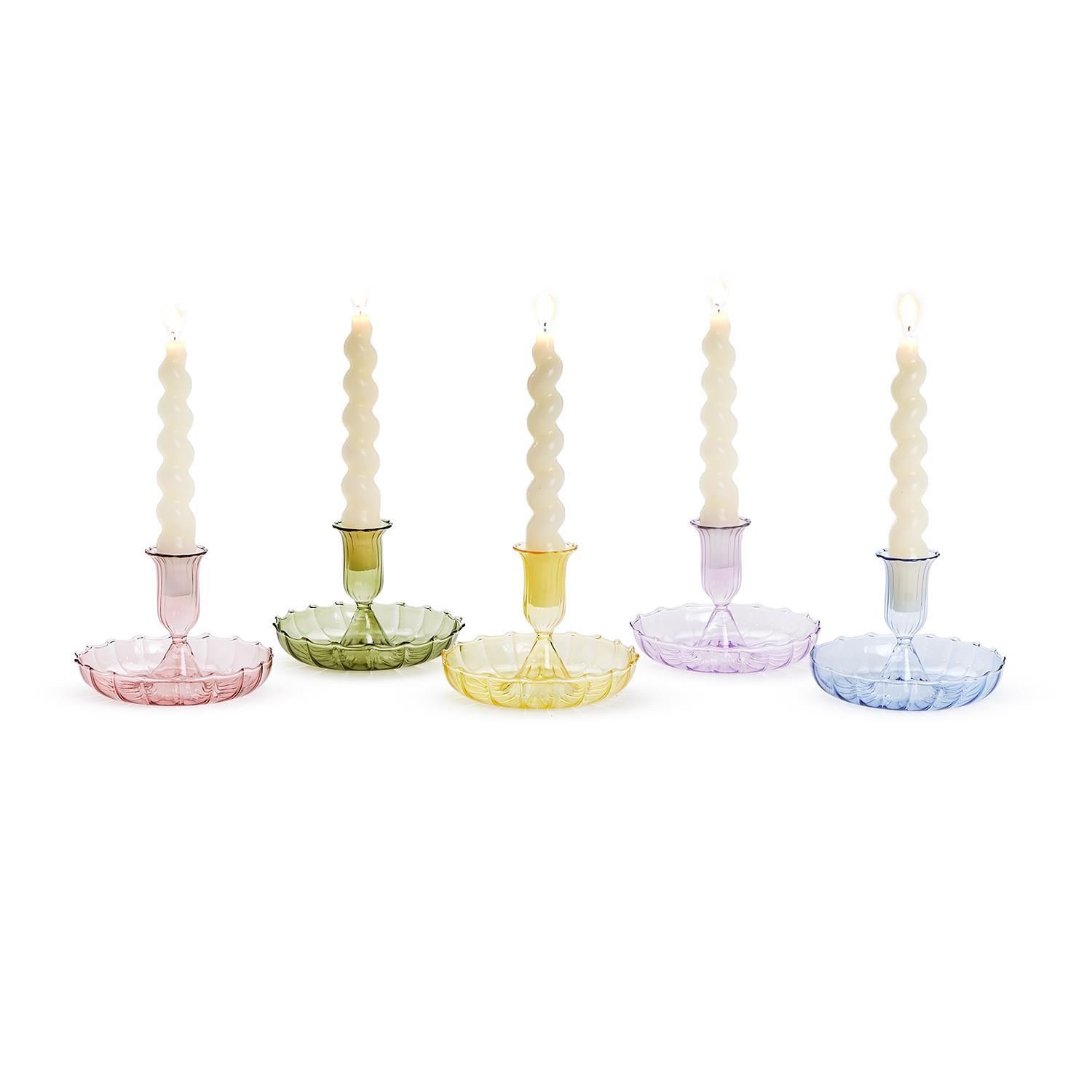 Swirl Glass Candle Holder Tray, Green