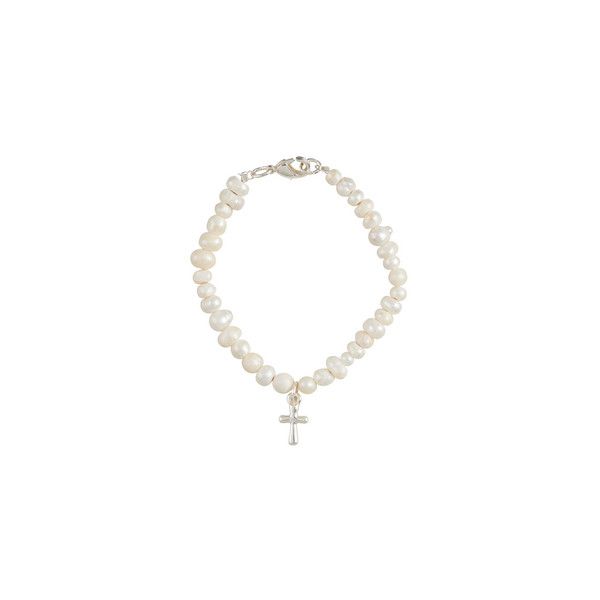 Silver and Pearl Cross Boxed Bracelet