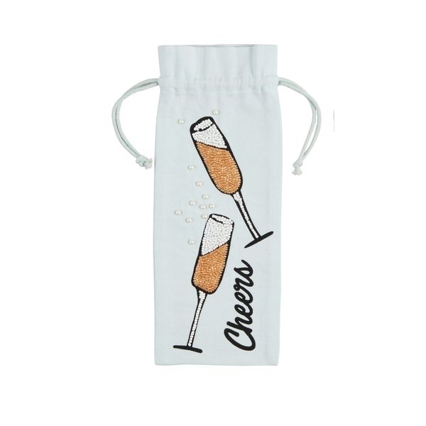 Champagne Glass Beaded Wine Bag