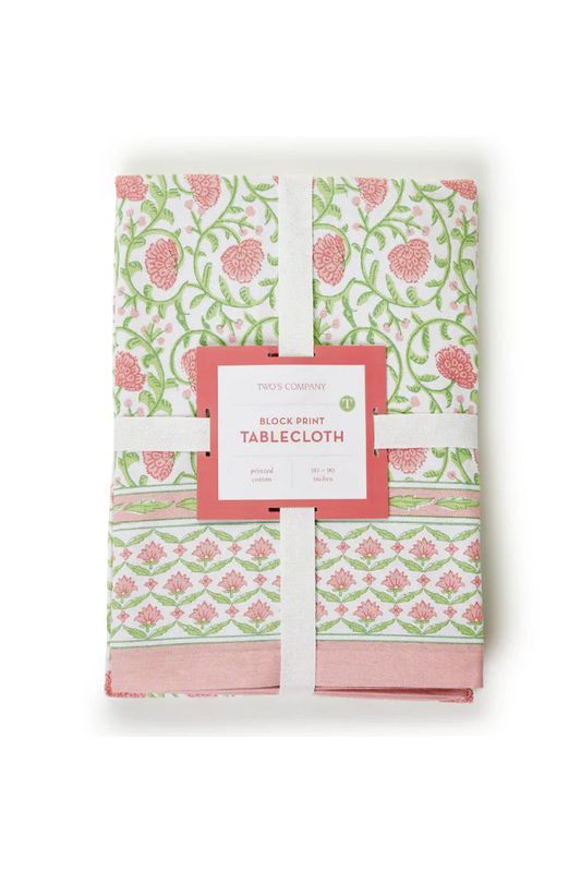 Floral Block Print Table Cloth 60 x 90