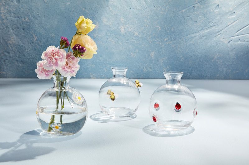 Lady Bug Glass Inlay Vase
