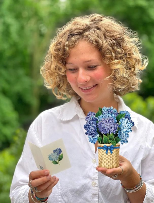 Mini Pop Up Card, Nantucket Hydrangeas