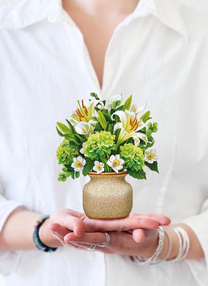 Mini Pop Up Card, Ivory &amp; Sage