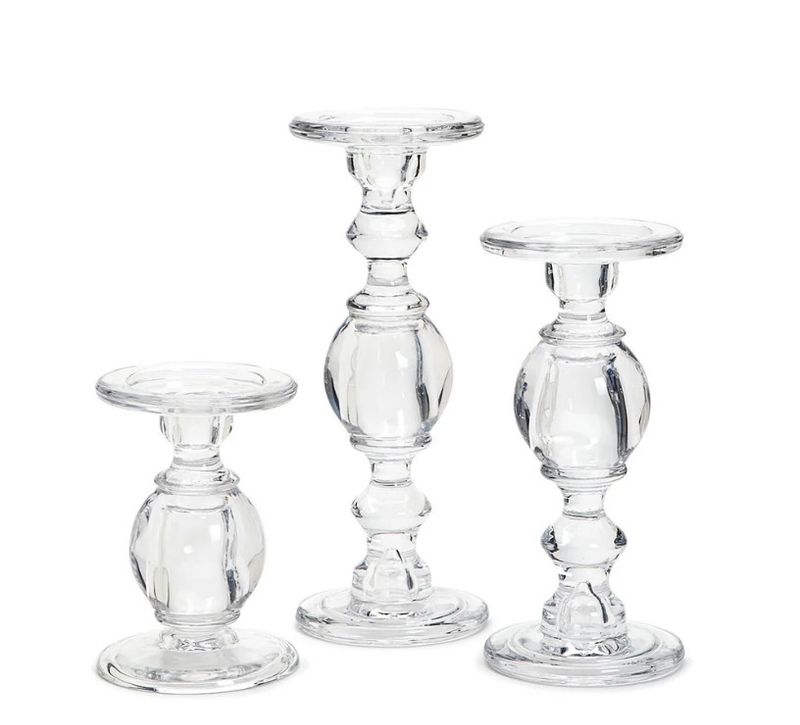 Glass Pedestal Candle Holders