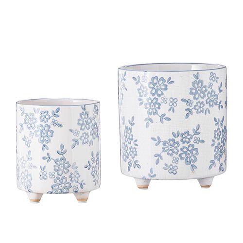 Blue Floral Ceramic Pot