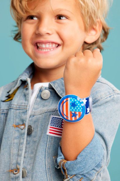 LED Slap Band, Patriotic Smiley
