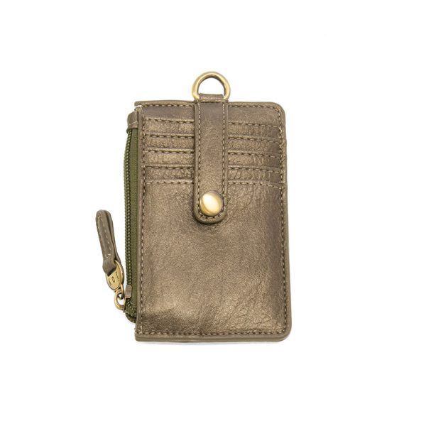 Dolly Small Card Wallet w/keyring, Metallic Dark Chrome