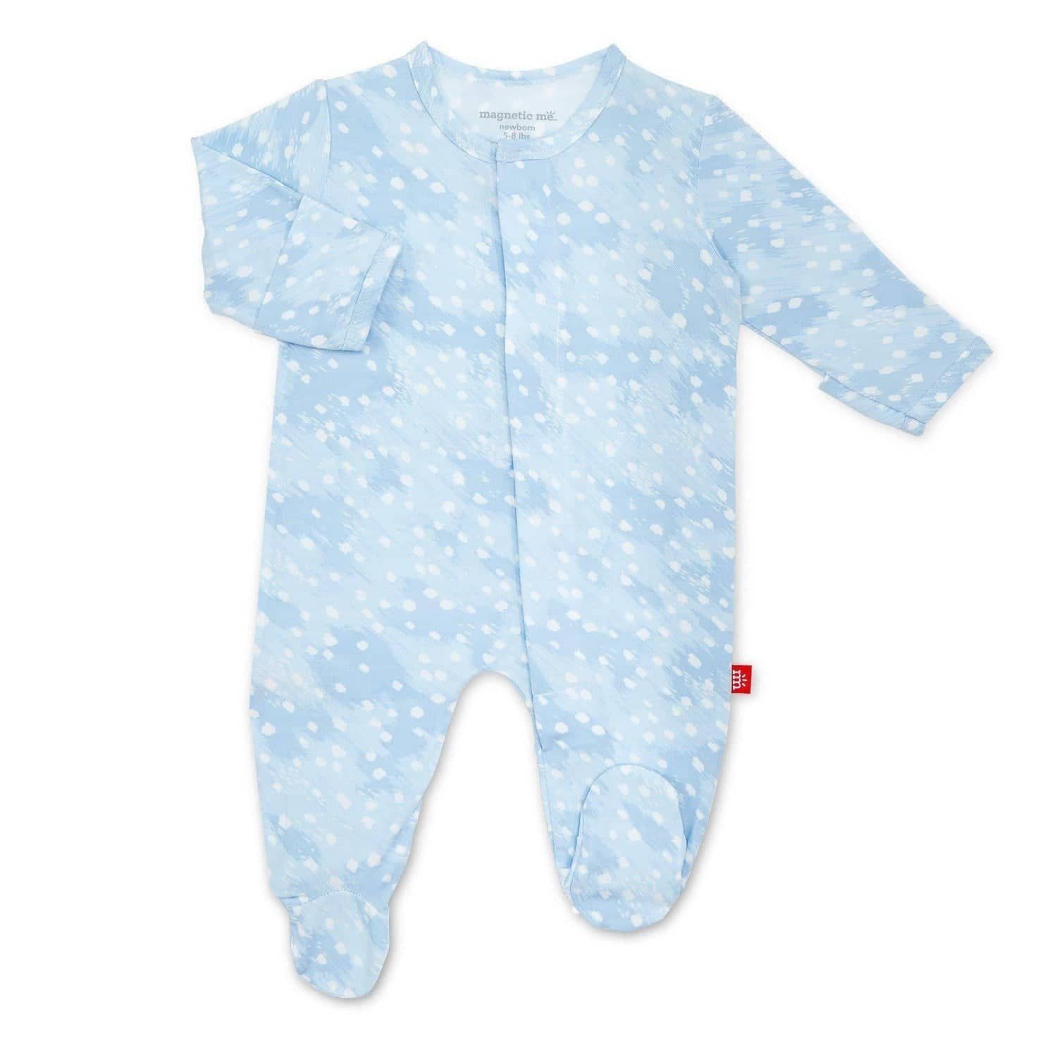 Magnetic Footie, Blue Doeskin, Size: NB