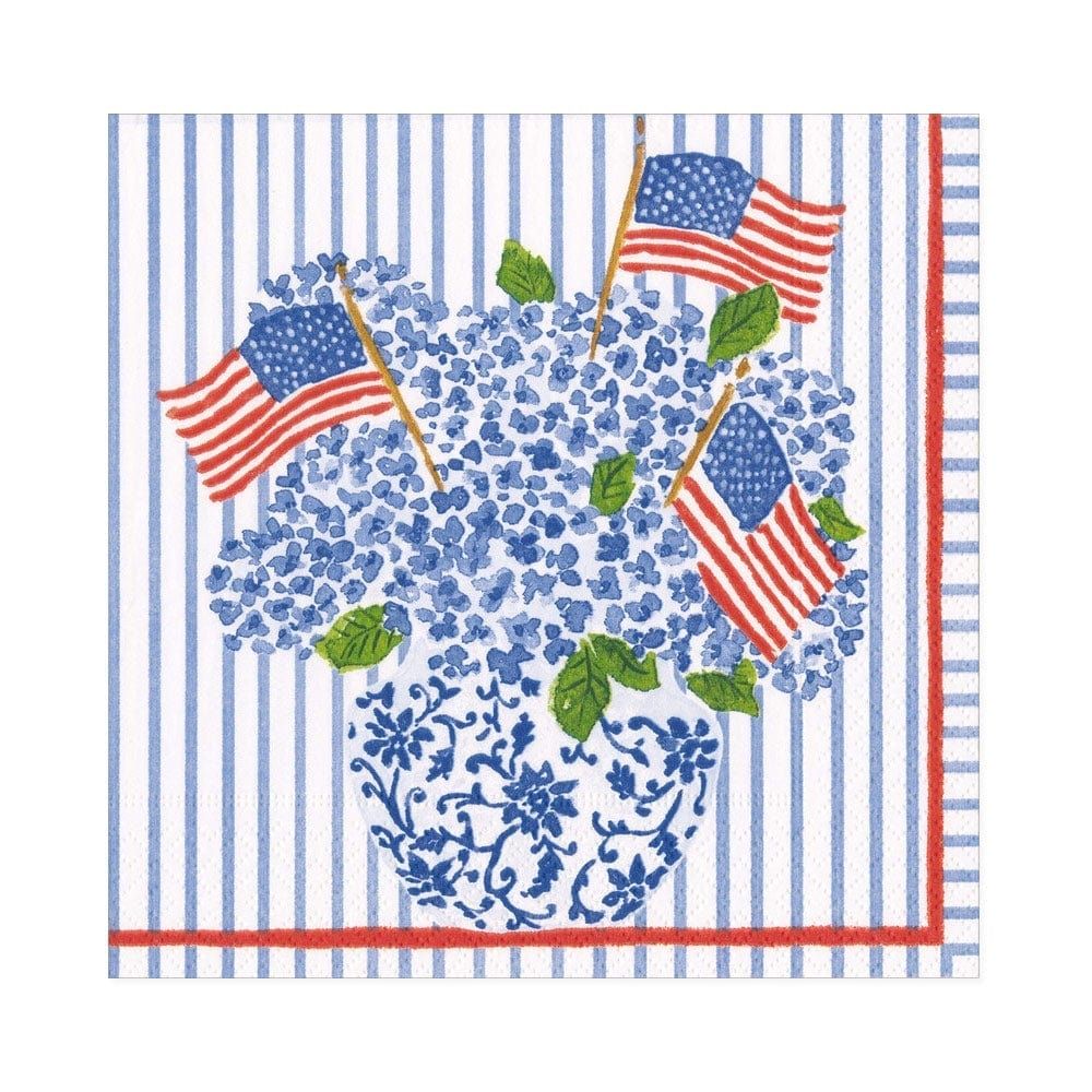 Paper Luncheon Napkins, Flags and Hydrangeas