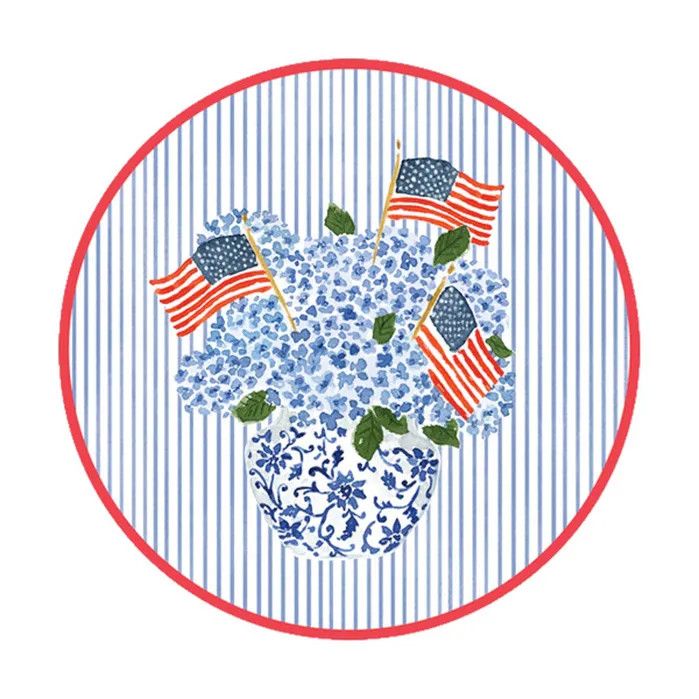 Round Paper Placemats, Flags and Hydrangeas