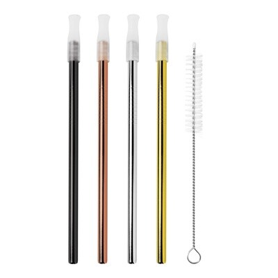 Cocktail Straws Set of 4 Prec Metals