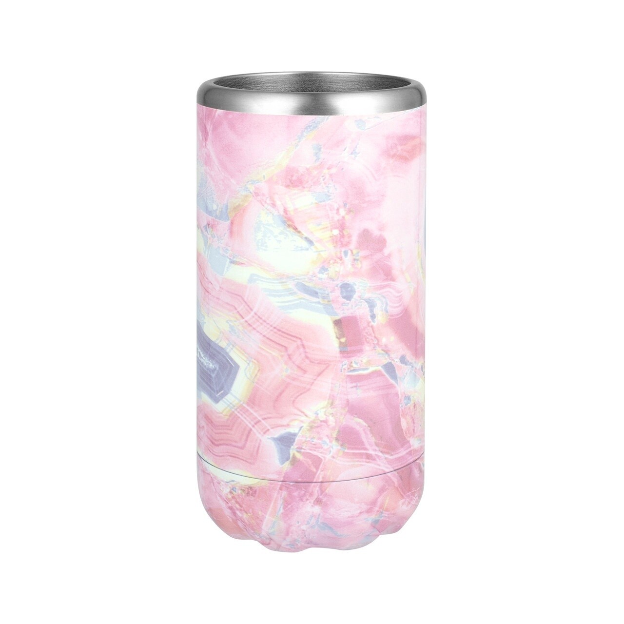 Slim Double Wall Insulated Can &amp; Stubbie Holder - Pink Marble