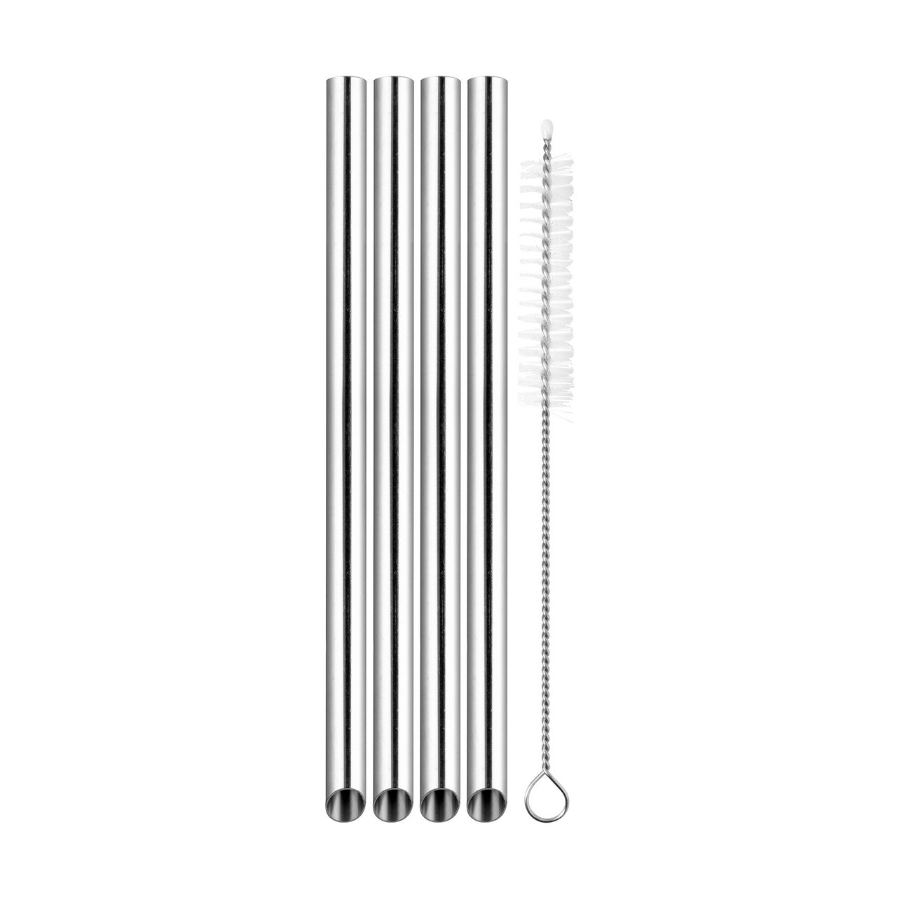 Stainless Steel Bubble Tea Straws with Cleaning Brush - Set of 4