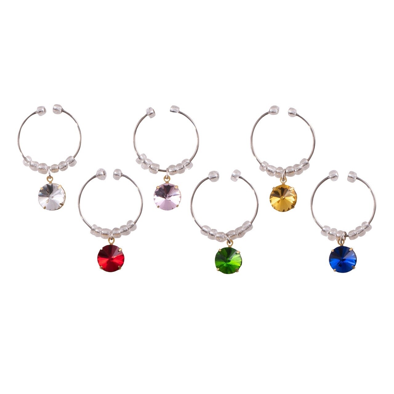 Wine Charms, Set of 6 - Gem Stones