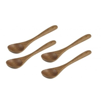Acacia Wood Dip Spoon Set/4 Natural 13.5X3X2Cm