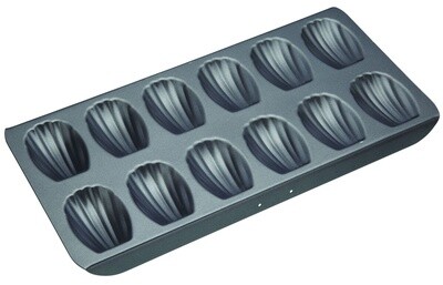 N/S 12 Hole Madeleine Pan Black External 40X20X1.5Cm/Individual Pan 7.5X5X1.5Cm