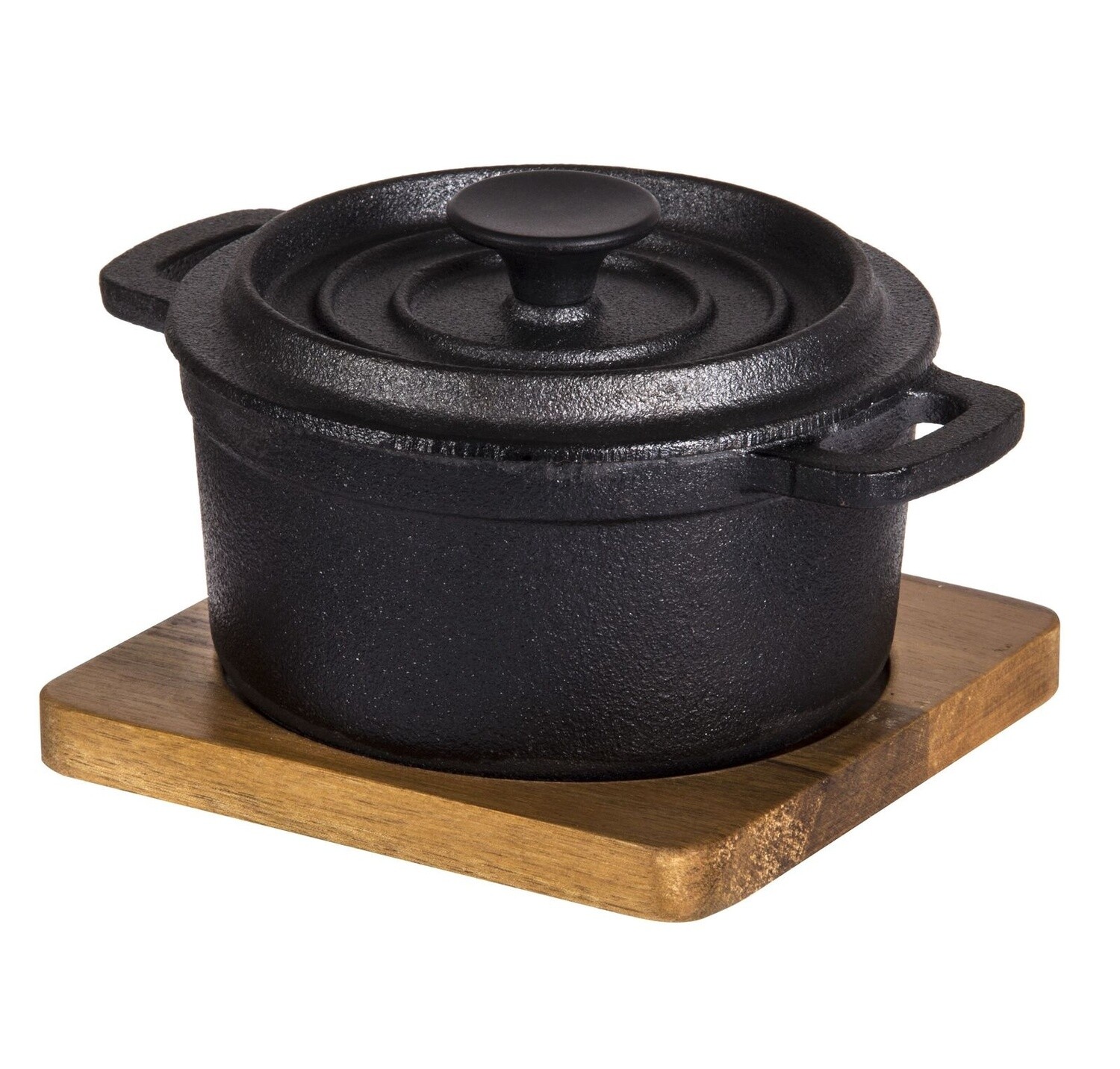 Fine Foods Cast Iron Pot With Lid &amp; Acacia Trivet
