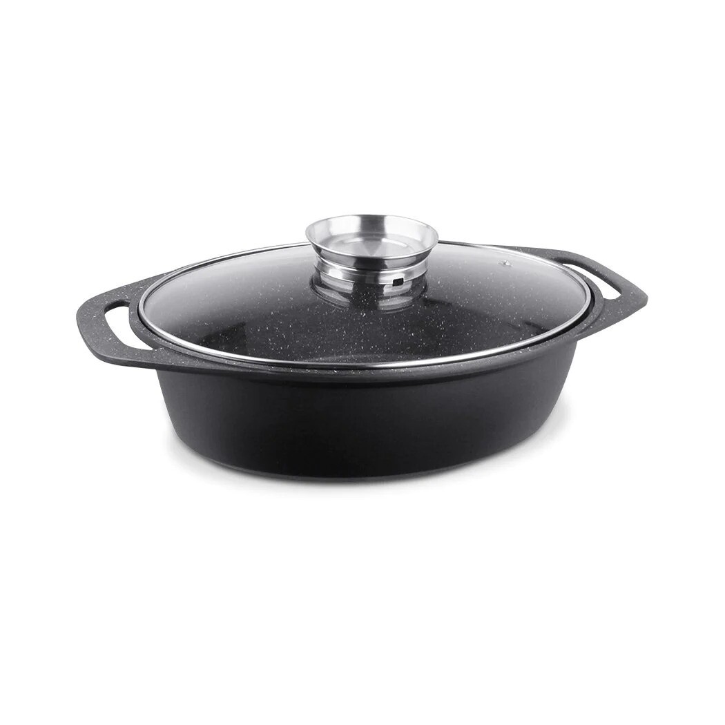 Marburg Die Cast Roaster With Aroma Lid 32X24Cm Marble Non-Stick Coating