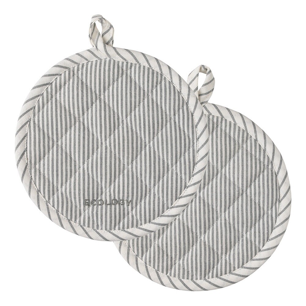 Trattoria Set Of 2 Round Pot Holders Grey