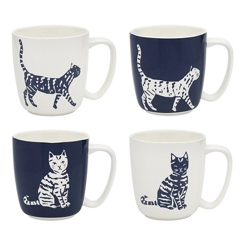 Walking Cat Set 4 Mugs 300ml