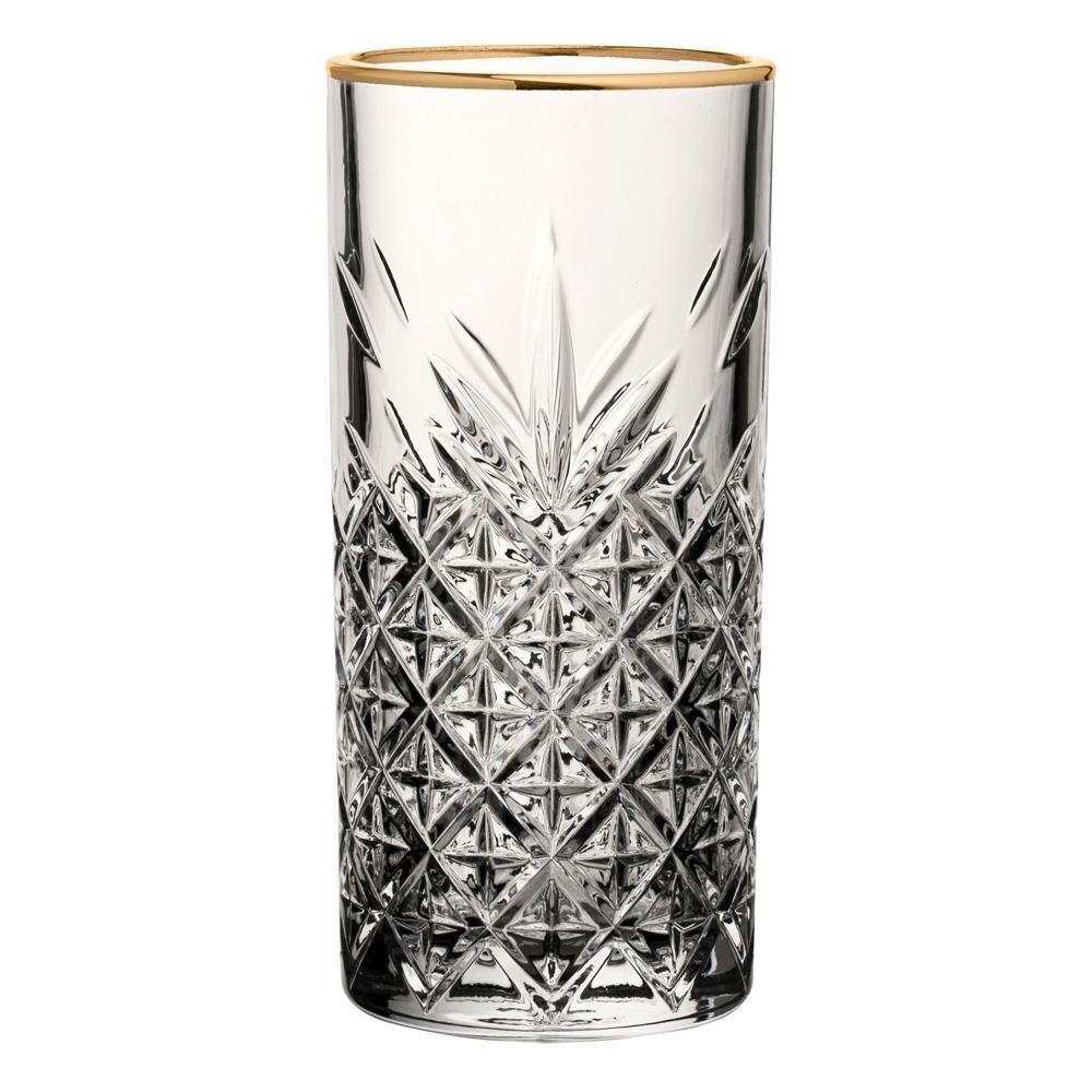 Timeless Hi Ball 450Ml Tempered Glasses With Gold Rim Set Of 4