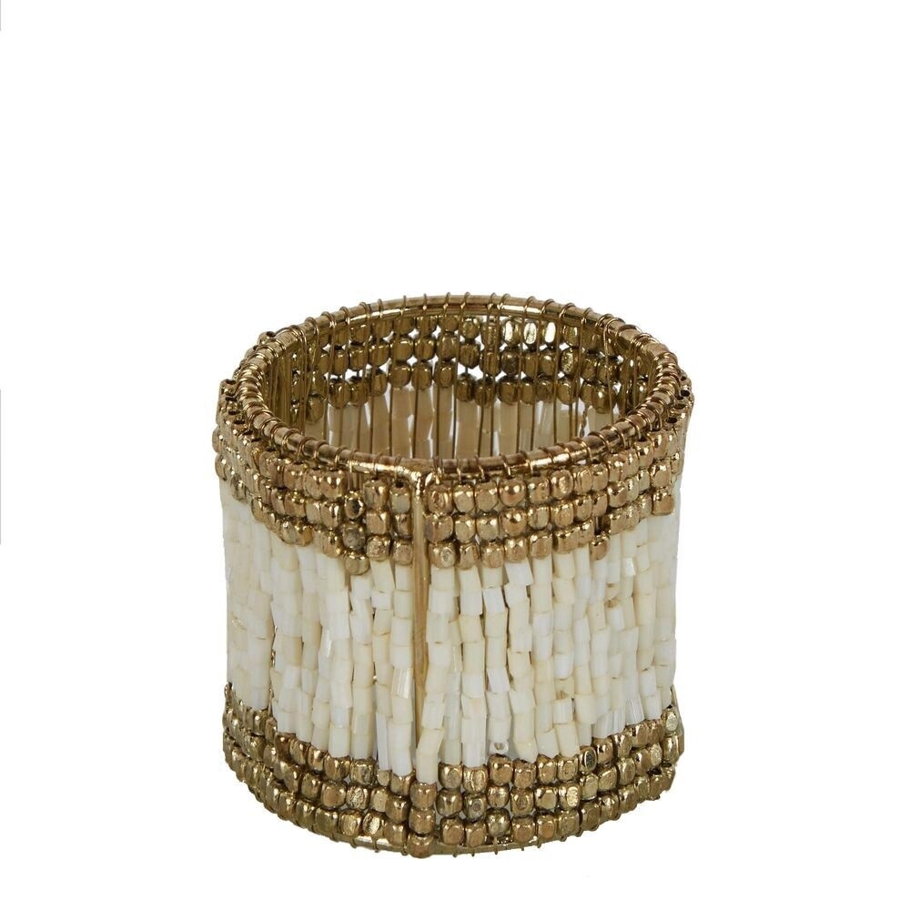 Beaded Napkin Ring - White