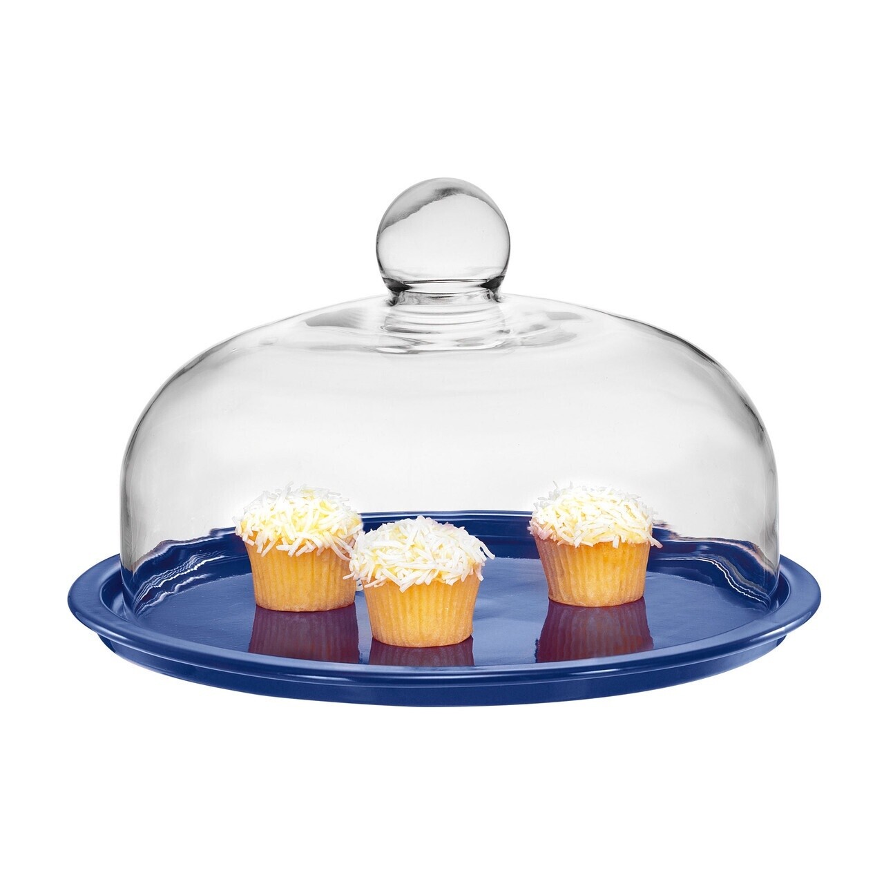 Cake Platter 29.5cm with Lid - Blue