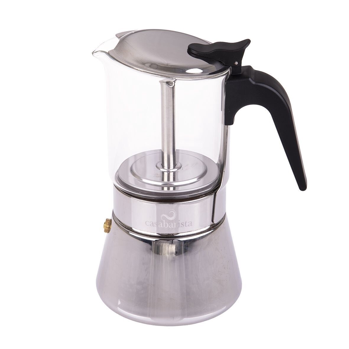 Capri 6 Cup Glass Top Stainless Steel Espresso Maker