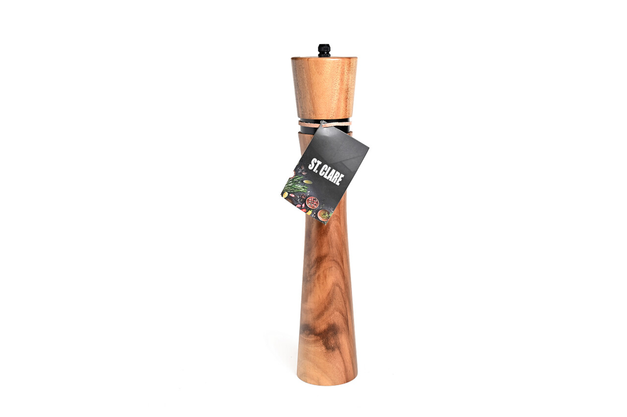 Acacia and Black Steel Salt And Pepper Grinder - 30cm