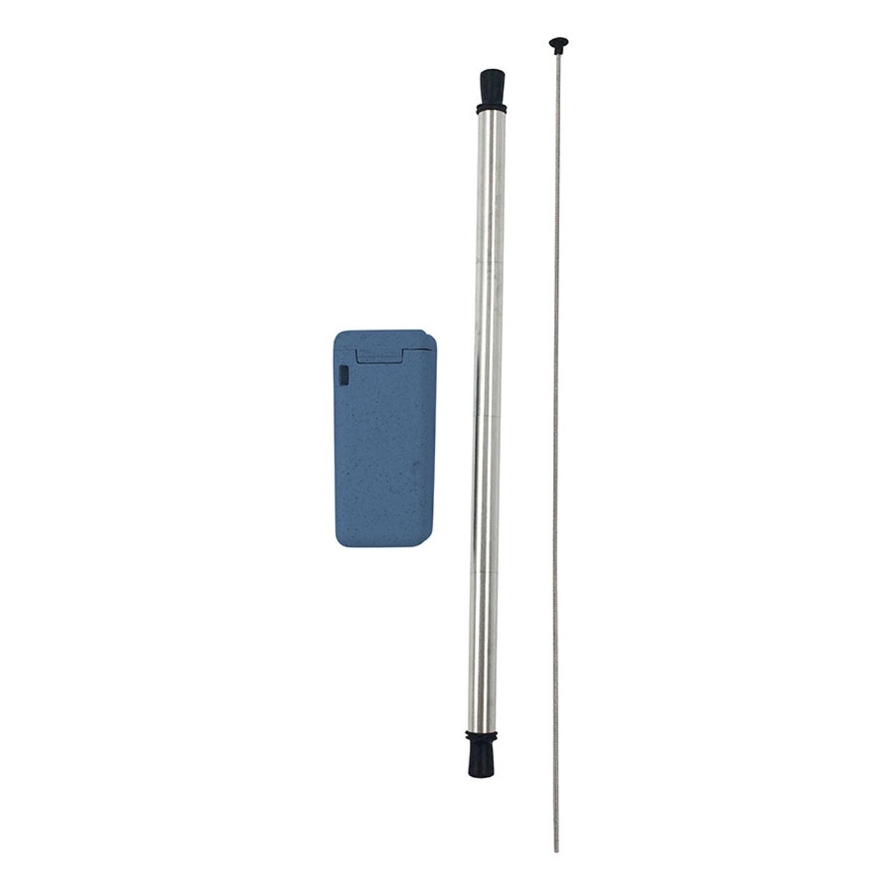 Collapsible Stainless Steel Straw In Box With Cleaning Brush, Color: Duck Egg Blue