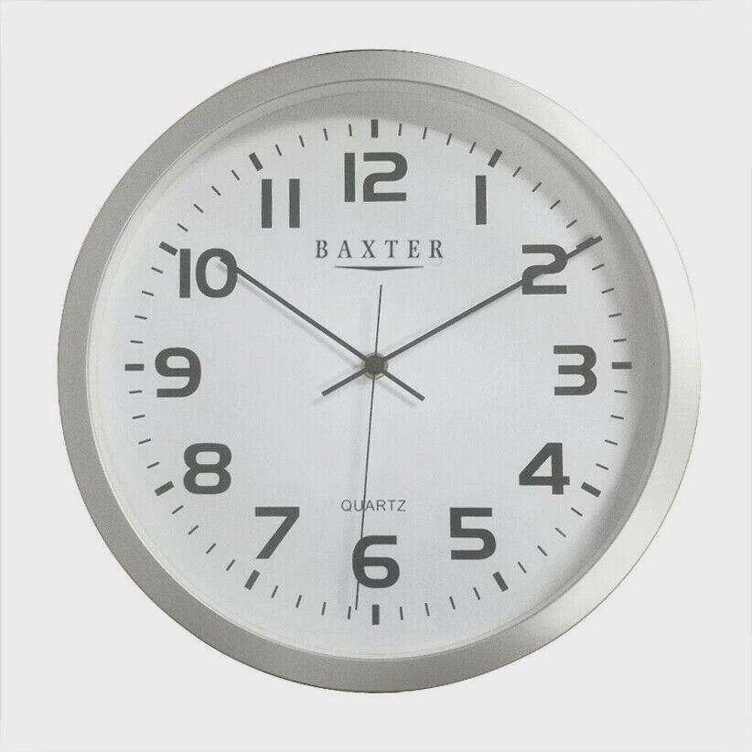 York Wall Clock Arabic Numerals, Color: Silver
