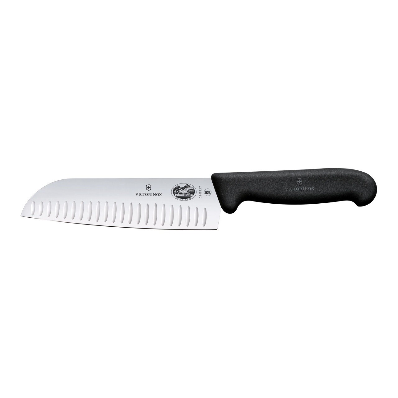 Santoku Knife - Fluted Edge, Color: Black